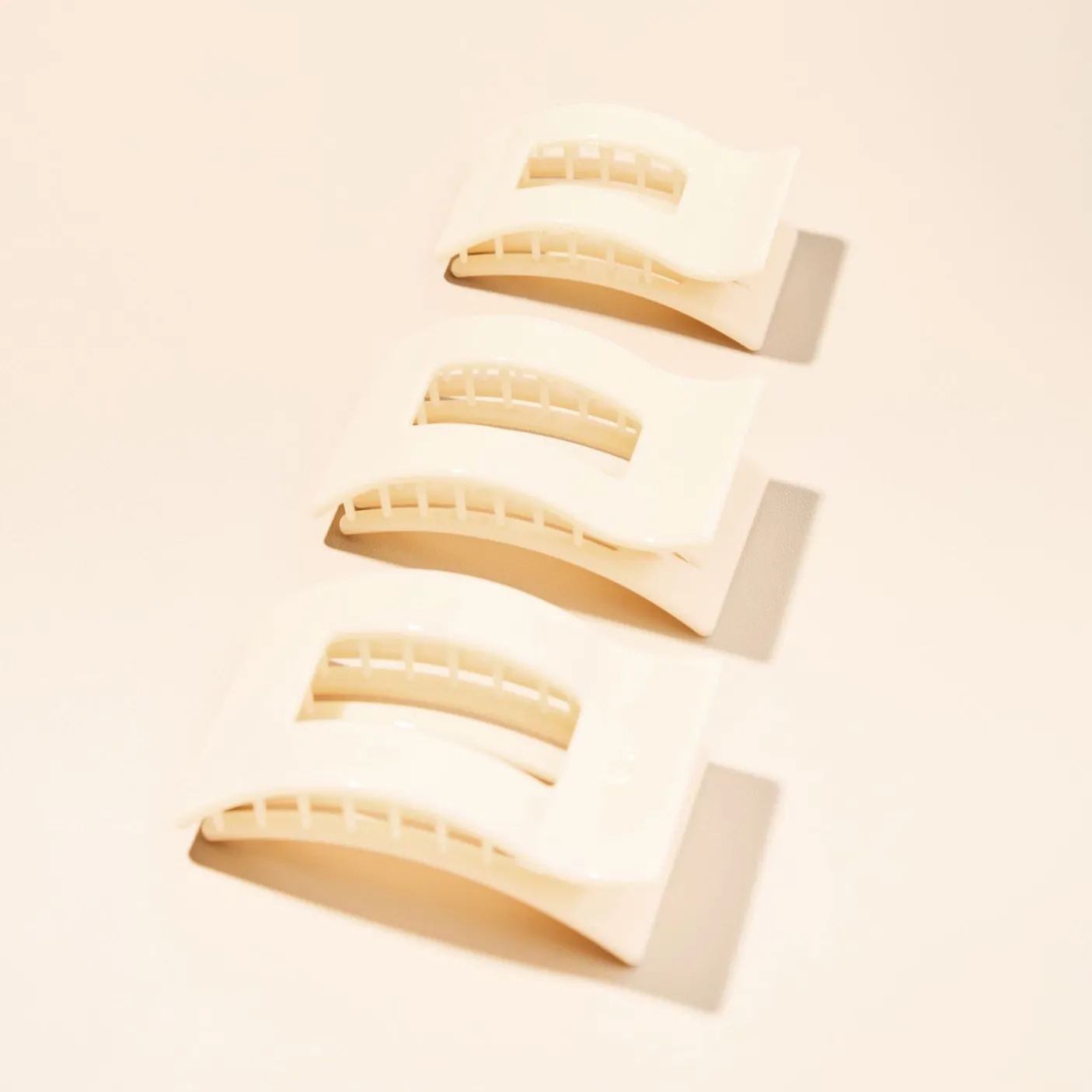 Almond Beige Small Flat Rectangle Hair Clip