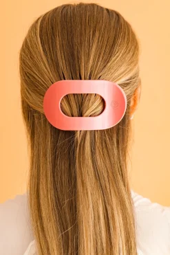 Calming Coral Large Flat Round Hair Clip