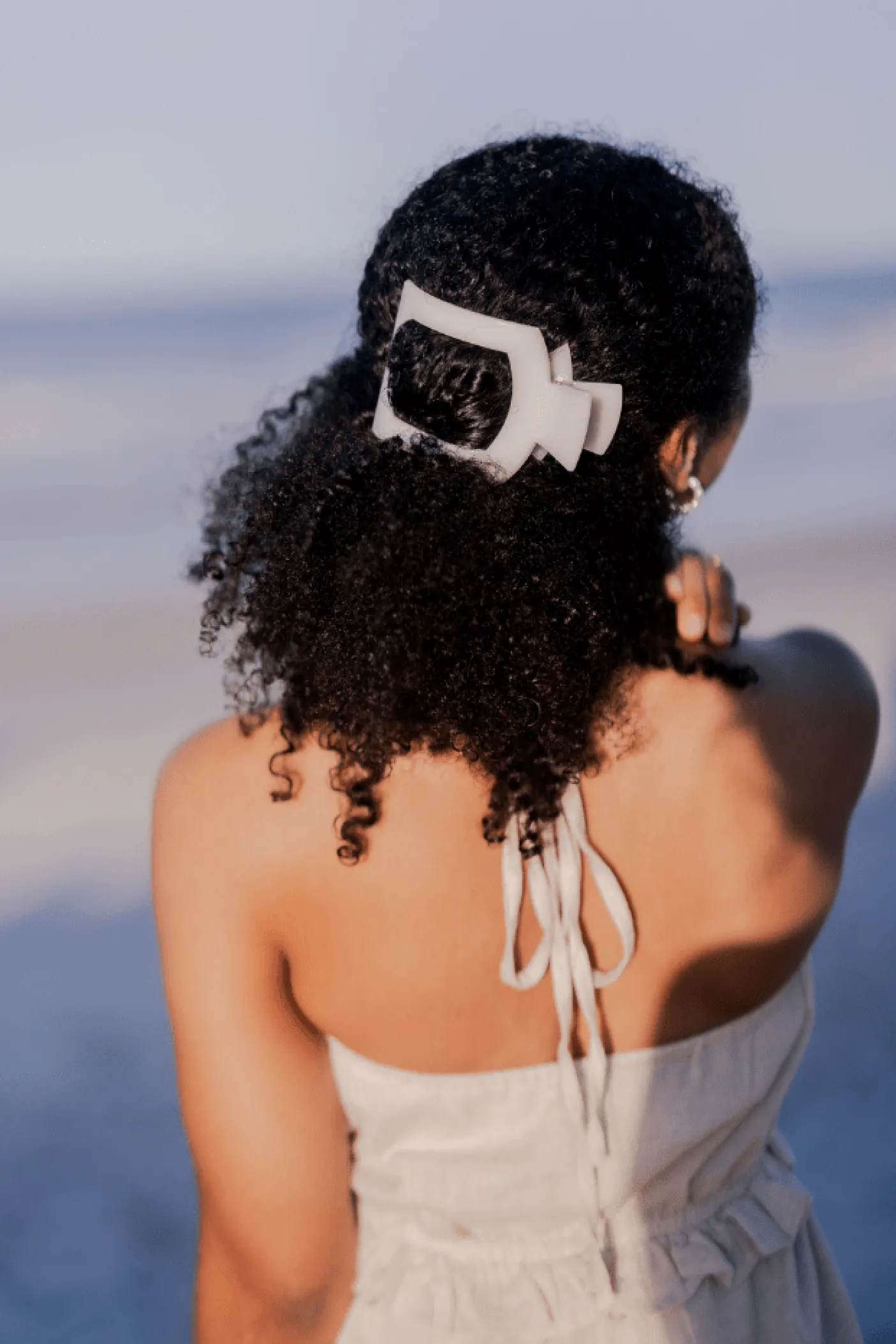 Coconut White Large Flat Square Hair Clip