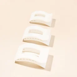 Coconut White Small Flat Rectangle Hair Clip