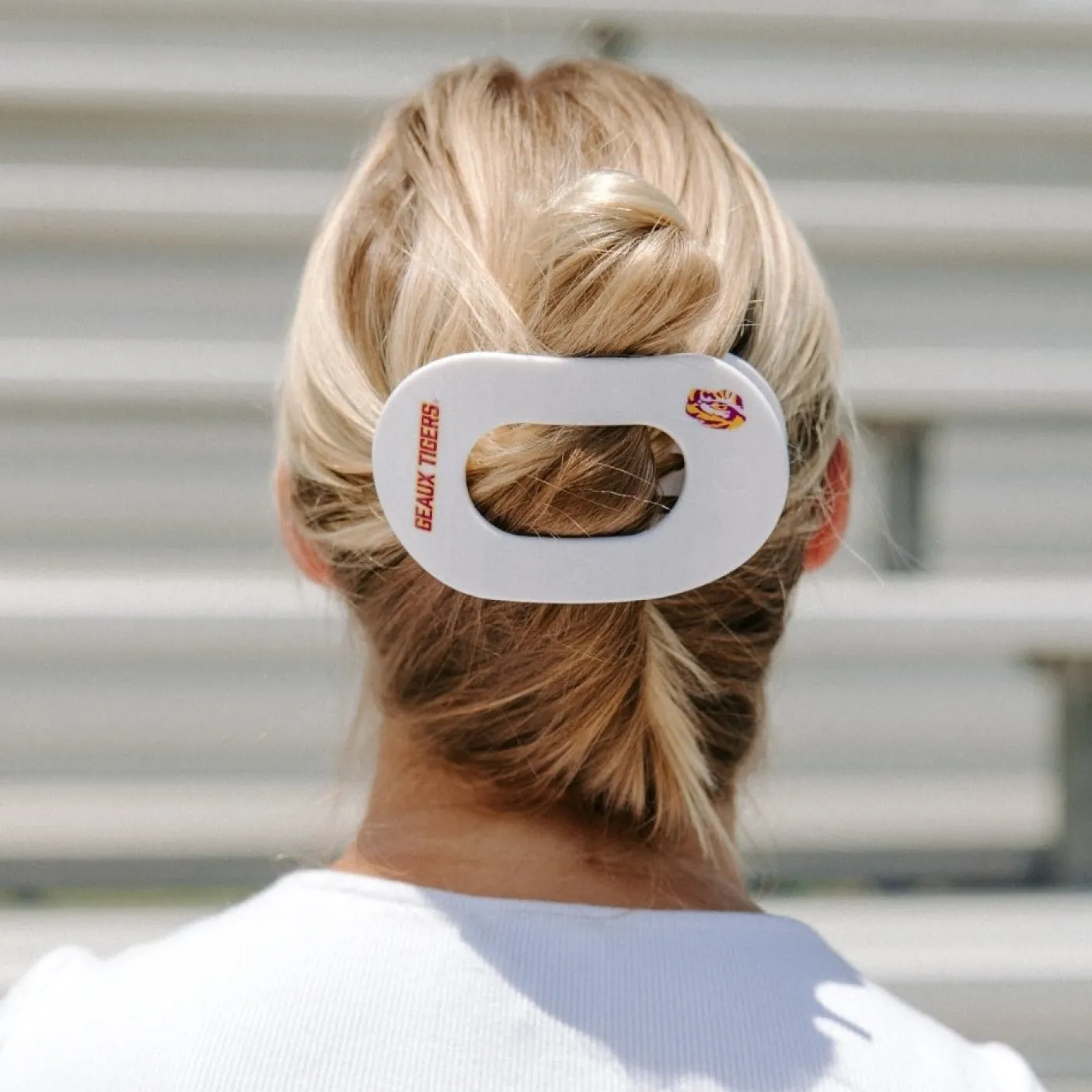 Geaux Tigers! Large Flat Round Hair Clip