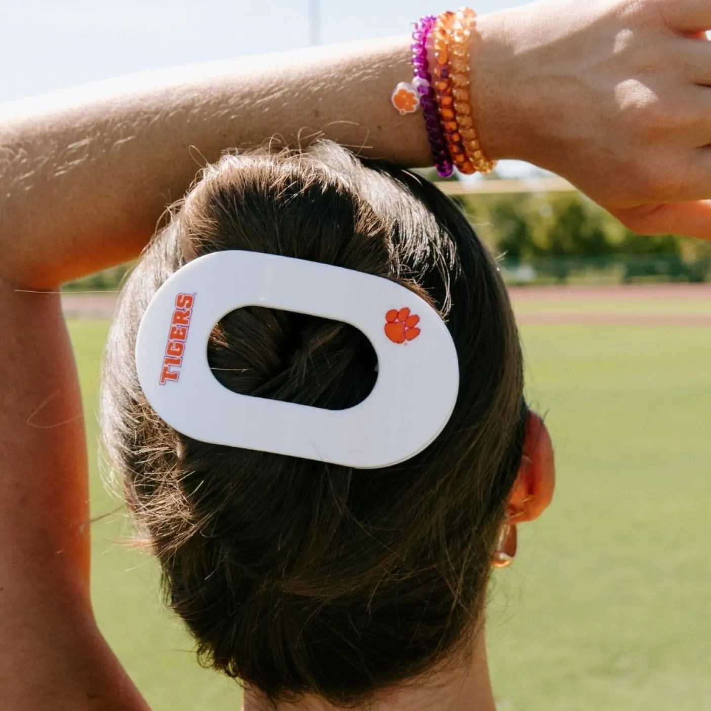 Go Tigers! Large Flat Round Hair Clip