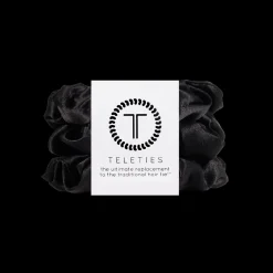 Jet Black Large Silk Scrunchies