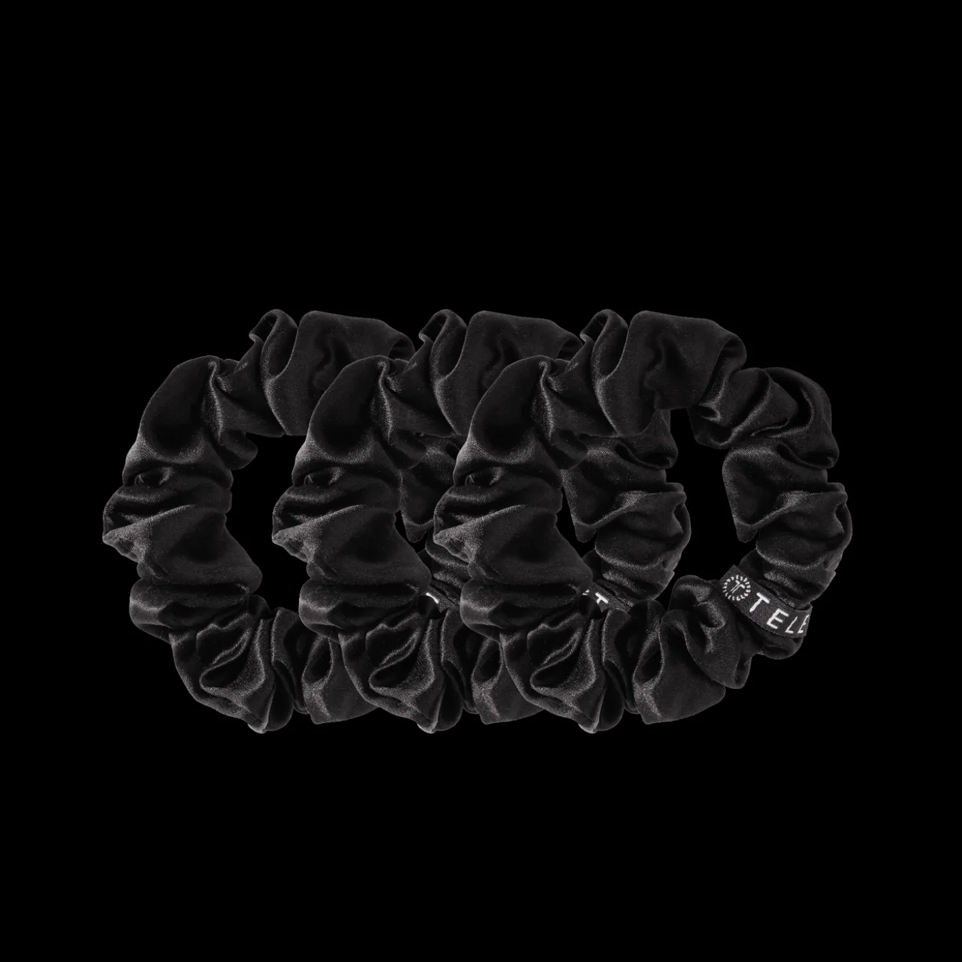 Jet Black Large Silk Scrunchies