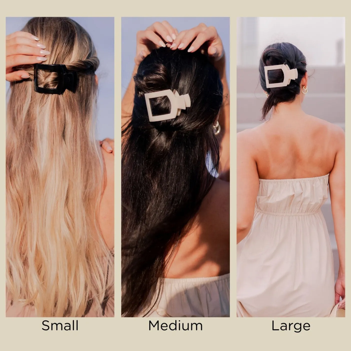 Jet Black Medium Flat Square Hair Clip