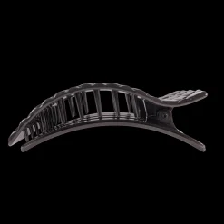 Jet Black Quilted Large Flat Rectangle Hair Clip