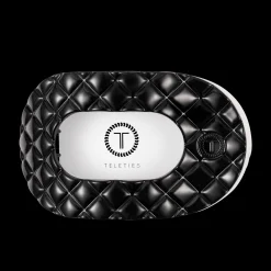Jet Black Quilted Large Flat Round Hair Clip