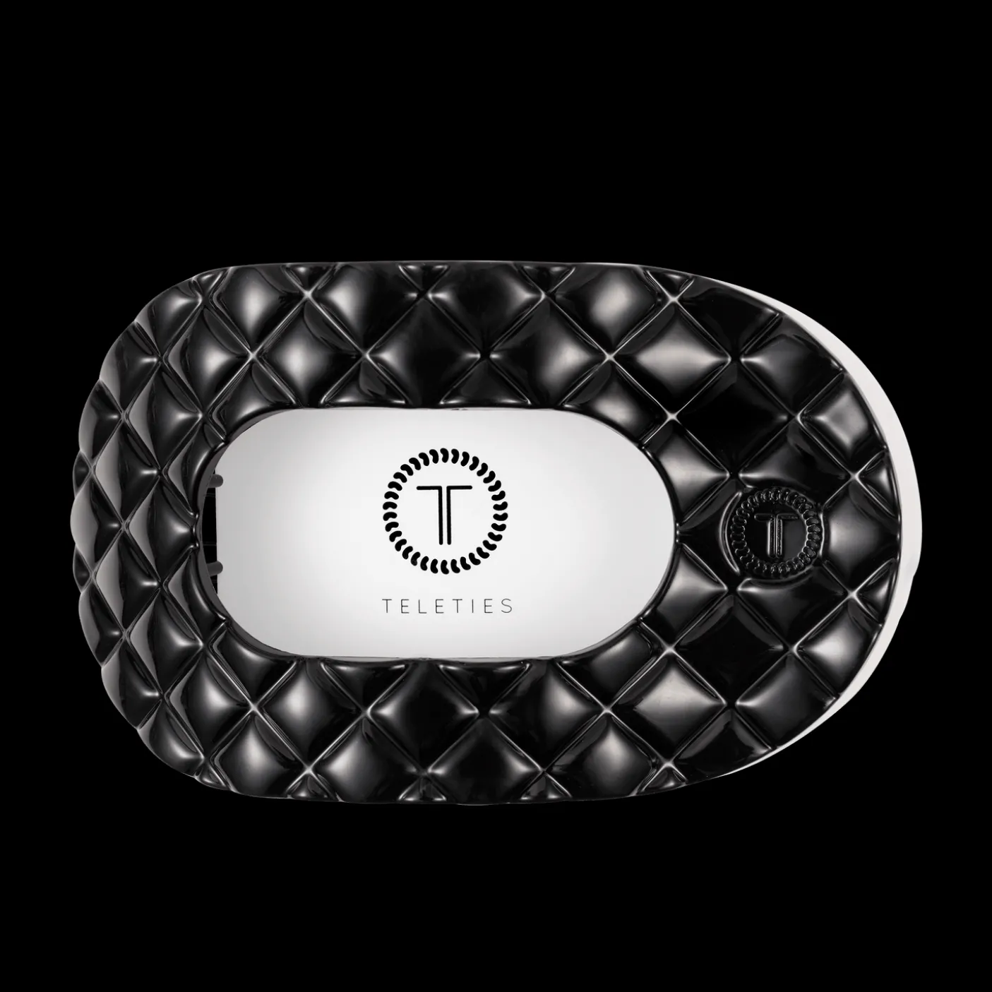 Jet Black Quilted Large Flat Round Hair Clip