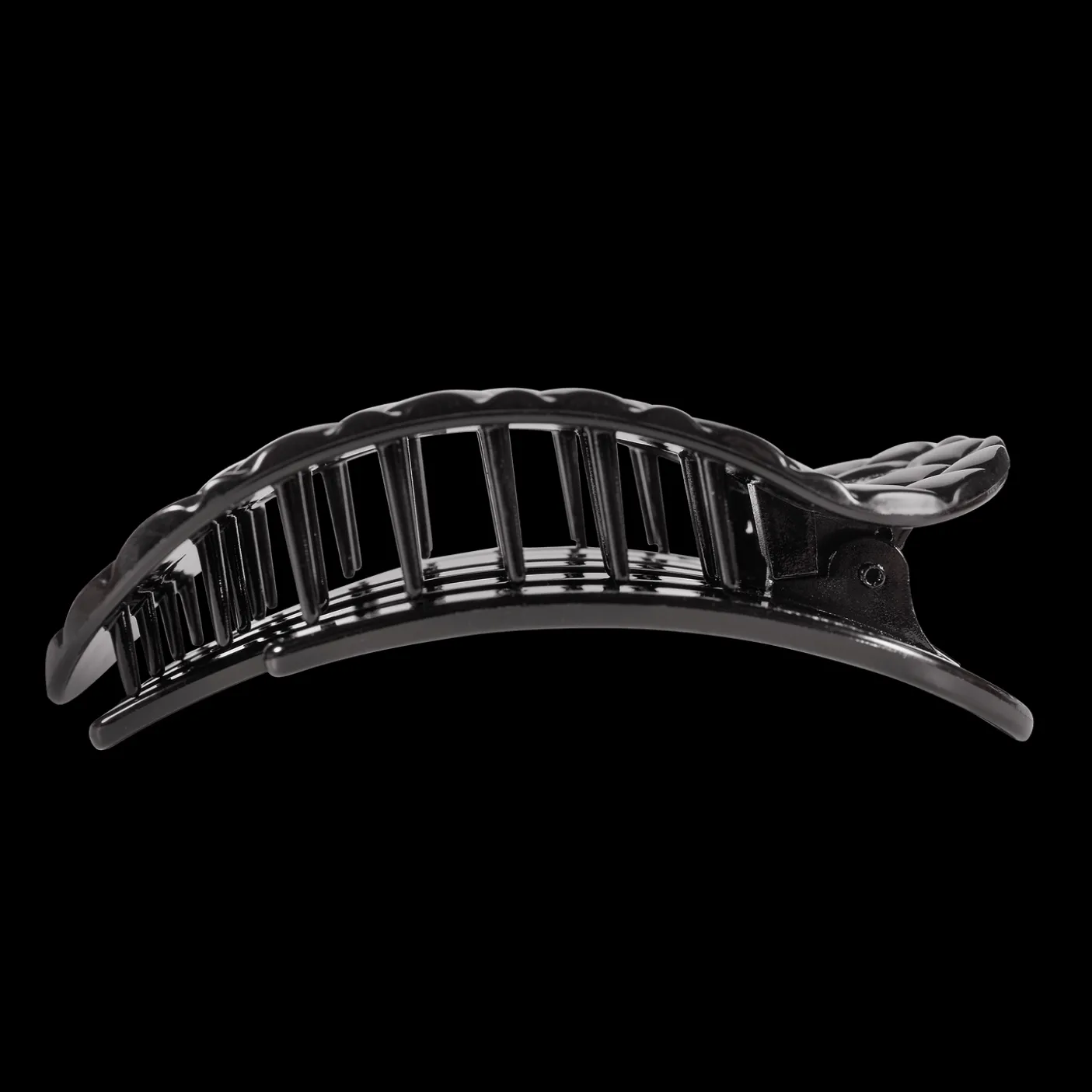 Jet Black Quilted Large Flat Round Hair Clip