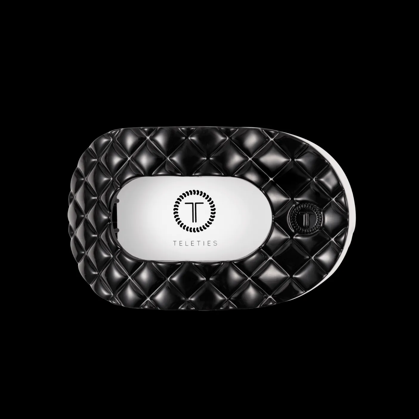 Jet Black Quilted Medium Flat Round Hair Clip