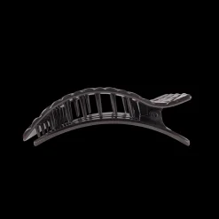 Jet Black Quilted Medium Flat Rectangle Hair Clip