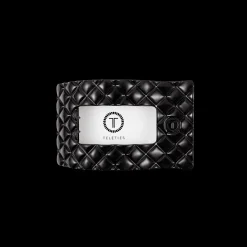 Jet Black Quilted Small Flat Rectangle Hair Clip
