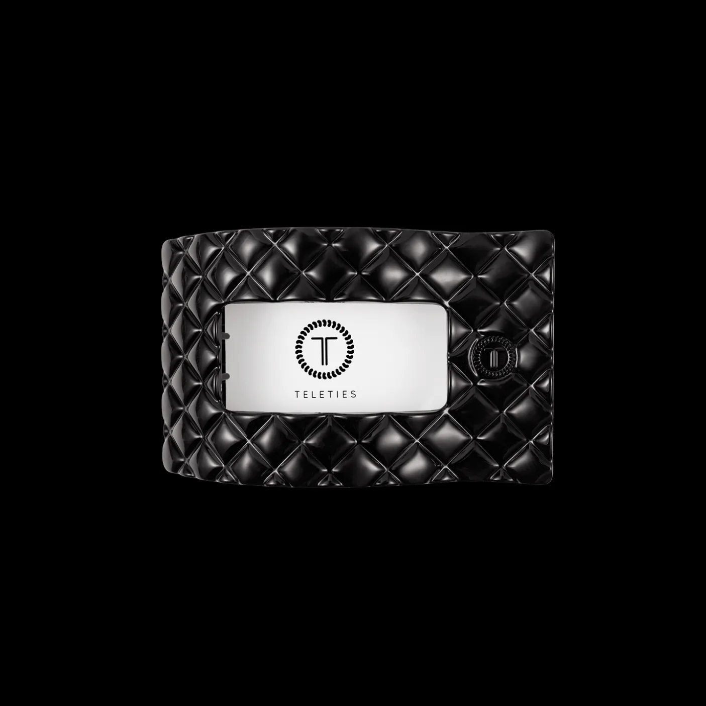 Jet Black Quilted Small Flat Rectangle Hair Clip