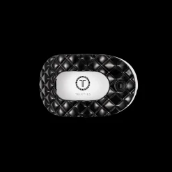 Jet Black Quilted Small Flat Round Hair Clip