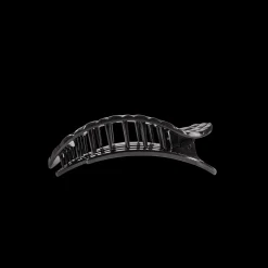 Jet Black Quilted Small Flat Round Hair Clip