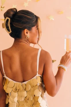 Open Champagne Toast Large Claw Hair Clip