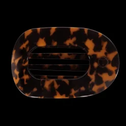 Tortoise Large Flat Round Hair Clip