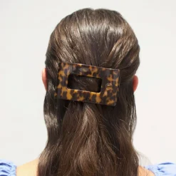 Tortoise Medium Flat Rectangle Hair Clip