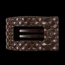 Truly Taupe Quilted Large Flat Rectangle Hair Clip