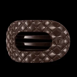 Truly Taupe Quilted Large Flat Round Hair Clip