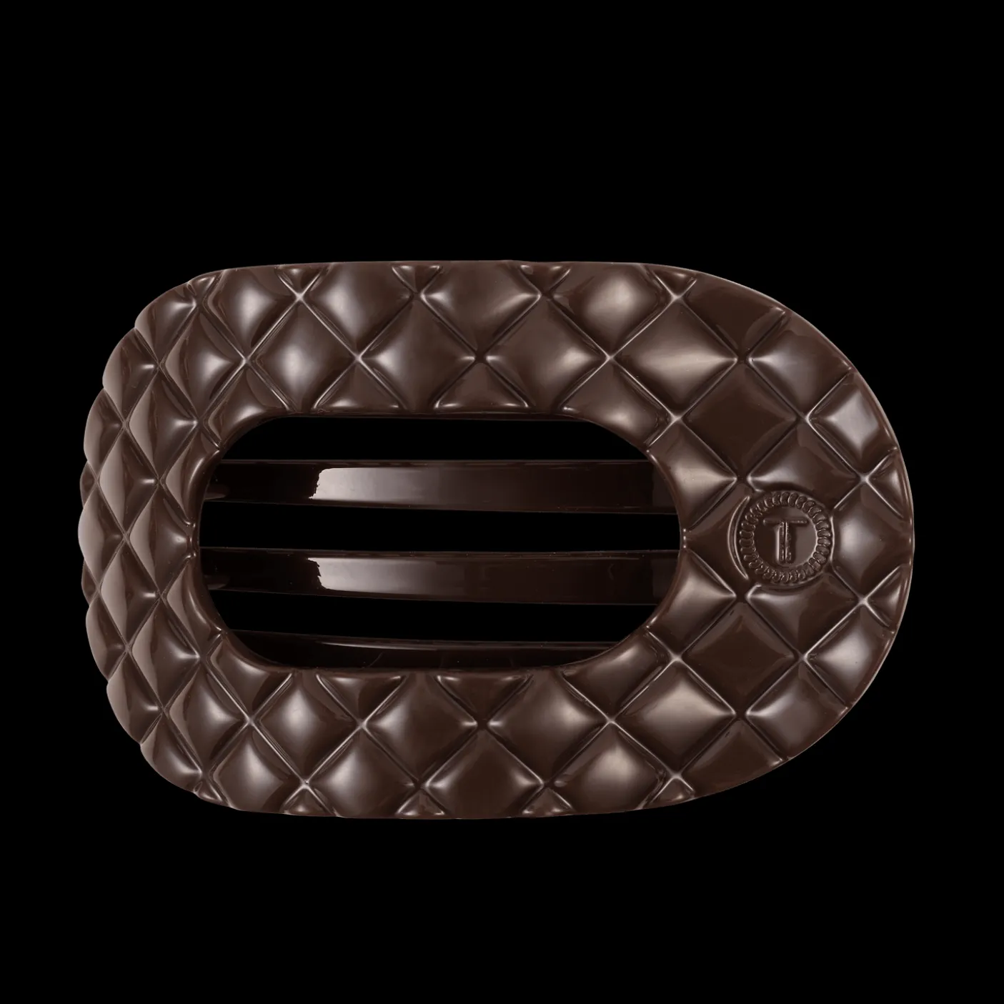 Truly Taupe Quilted Large Flat Round Hair Clip