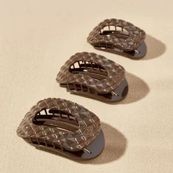 Truly Taupe Quilted Large Flat Round Hair Clip