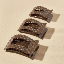 Truly Taupe Quilted Small Flat Rectangle Hair Clip