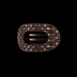 Truly Taupe Quilted Small Flat Round Hair Clip