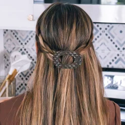 Truly Taupe Quilted Small Flat Round Hair Clip